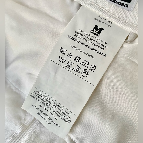 M Missoni Ankle Zip Straight Leg Pants White Sz 40 IT/4 US *NWT* - Picture 8 of 11